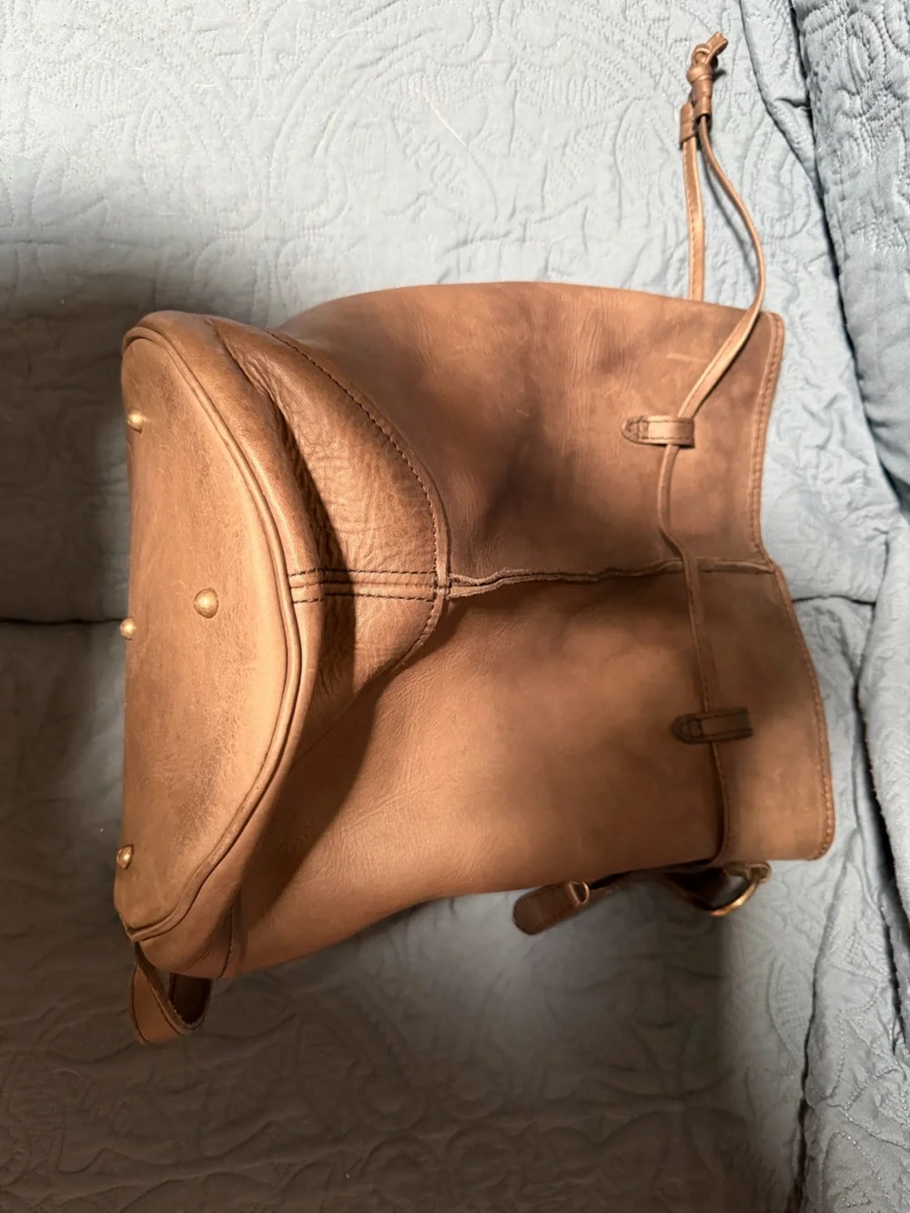 Classic Frye backpack Leather Grey blue color
